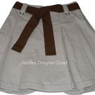 NWT GUNEX designer skirt 4 40 $438 pleated belt w/ leather ends Italy career tan NWT GUNEX designer skirt 4 40 $438 pleated belt w/ leather ends Italy career tan
