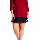 NWT LEOTA dress 2L colorblock plus sized mini ponte burgandy black 2X XXL sassy