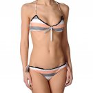 NWT DOLORES PROMESAS bikini swimsuit L striped halter black lace trim high-end NWT DOLORES PROMESAS bikini swimsuit L striped halter black lace trim high-end