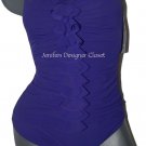 NWT GOTTEX designer swimsuit 8 tummy control purple ruffled front ruched NWT GOTTEX designer swimsuit 8 tummy control purple ruffled front ruched
