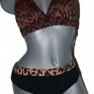 NWT GOTTEX leopard cheetah bikini swimsuit halter 10 M 2PC browns black animal NWT GOTTEX leopard cheetah bikini swimsuit halter 10 M 2PC browns black animal