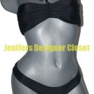 NWT LE DOUX bikini swimsuit S black ruffled rhinestone cross celebrity designer NWT LE DOUX bikini swimsuit S black ruffled rhinestone cross celebrity designer