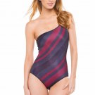 New MARC JACOBS swimsuit XS one-shoulder navy wine metallic shimmer reversible