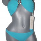 NWT GOTTEX swimsuit bikini jade 8 bandeau 2pc gold medallion choker padded sexy
