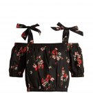 NWT REBECCA TAYLOR 4 Marguerite black floral cold-shoulder crop top midi $250 NWT REBECCA TAYLOR 4 Marguerite black floral cold-shoulder crop top midi $250