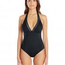 NWT CARMEN MARC VALVO 10 swimsuit black halter with sheer mesh Aloha Sunrise NWT CARMEN MARC VALVO 10 swimsuit black halter with sheer mesh Aloha Sunrise