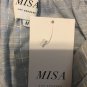NWT MISA Los Angeles M Kaia off shoulder crop top shirt ruffled tiered blue