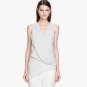 NWT HELMUT LANG LG white lined sheer sleeveless overlap asymmetric hem top shirt