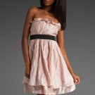 NEW LaROK strapless ruffled mini dress designer M pink metallic sheen frilly NEW LaROK strapless ruffled mini dress designer M pink metallic sheen frilly