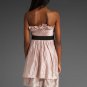 NEW LaROK strapless ruffled mini dress designer M pink metallic sheen frilly
