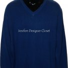 NWT BOBBY JONES Golf $395 blue M 100% Cashmere V neck sweater soft ribbed sharp