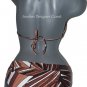NWT TRINA TURK designer bikini swimsuit brown 8 makes a tan pop! triangle slide