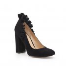 NEW BOTKIER NY ruffled suede 8 black heels pumps shoes dressy party evening sexy
