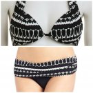 NWT NANETTE LEPORE S swimsuit bikini black padded underwire top foldover bottoms