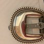NWT JUSTIN 30 unisex wide black/brown leather belt silver buckle western cowboy