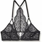 NWT ROSAPOIS lace bra 32B sheer sexy bralette Italy black romance