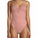NWT TORI PRAVER XS cutout crochet maillot One Piece swimsuit $199 bali pink