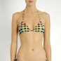 NWT MARA HOFFMAN XL plaid bikini top triangle slide mustard $115 separate halter