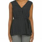 NWT Theory LG v-neck top navy plaid sleeveless top career dressy noble grid $225 NWT Theory LG v-neck top navy plaid sleeveless top career dressy noble grid $225