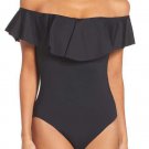 NWT TRINA TURK 6 off-shoulder One Piece swimsuit black flutter sleeve designer