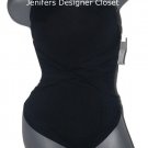 NWT MICHAEL KORS 6 one shoulder swimsuit $252 black draped maillot slimming sexy