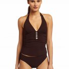 NWT GOTTEX tankini halterkini swimsuit 6 brown faux wood beads designer NWT GOTTEX tankini halterkini swimsuit 6 brown faux wood beads designer