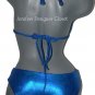 New FABUCCI metallic blue S reversible swimsuit bikini lurex shiny pageant 2pc