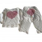 NWT SUBMARINE 2 piece pants set. top bottom 24 MOS ecru pink hearts baby girls NWT SUBMARINE 2 piece pants set. top bottom 24 MOS ecru pink hearts baby girls