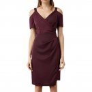 NWT ALLSAINTS US-6 UK-10 Cadia maroon wrap dress cold-shoulder casual party NWT ALLSAINTS US-6 UK-10 Cadia maroon wrap dress cold-shoulder casual party