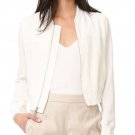 NWT THEORY ladies 12 Rice Ivory Classic Zip Crepe Clean Bomber Jacket $465 NWT THEORY ladies 12 Rice Ivory Classic Zip Crepe Clean Bomber Jacket $465