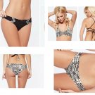 NWT L SPACE XS swimsuit bikini 2PC black white strappy reversible top and bottom