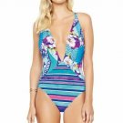 NWT GOTTEX swimsuit 10 one-piece plunging deep V front floral $182 multi color NWT GOTTEX swimsuit 10 one-piece plunging deep V front floral $182 multi color