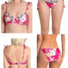 NWT NANETTE LEPORE 6 swimsuit bikini hot pink floral tropical padded tassels NWT NANETTE LEPORE 6 swimsuit bikini hot pink floral tropical padded tassels