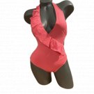 NWT CARMEN MARC VALVO one-piece 6 ruffled swimsuit maillot plunging