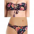 NWT NANETTE LEPORE 10 bikini swimsuit bathing suit floral strappy bandeau 2 pc