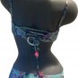 NWT NANETTE LEPORE bikini swimsuit 8 tassels 2 piece aqua floral Dahlia