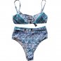 NWT NANETTE LEPORE 4 blue swimsuit bikini 2 piece bralette high waisted