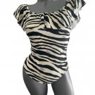 NWT MICHAEL KORS 8 ruffled off shoulder swimsuit zebra maillot black fully-lined NWT MICHAEL KORS 8 ruffled off shoulder swimsuit zebra maillot black fully-lined