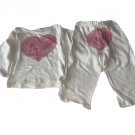 NWT SUBMARINE 2 piece pants set top bottom 24 MOS outfit pink hearts baby girls