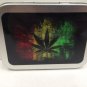 Rasta Leaf Weed Stash Smoking Herb Cigarette Tobacco Storage 2oz Hinged Tin