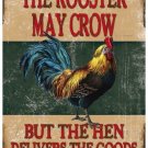 Rooster May Crow, Funny Comedy Chicken, House, Pub, Small Metal/Tin Sign Picture
