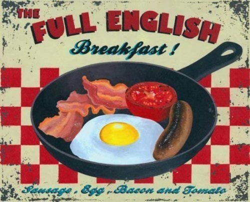 Full English Breakfast, Cafe Kitchen Pub Vintage Food Old, Small Metal/Tin Sign