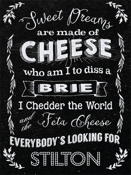Sweet dreams cheese, Kitchen Cafe Diner Funny Food Retro Medium Metal/Tin Sign