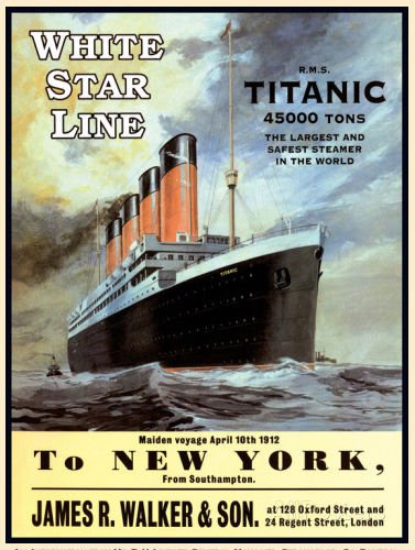 TITANIC, White Star Liner, RMS Ship/Boat, New York Large Metal/Tin Sign, Picture