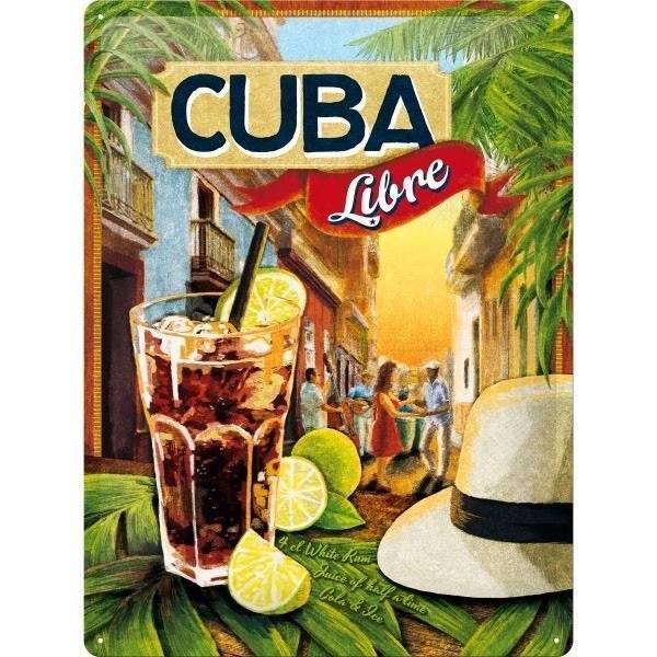 Cuba Libre Cocktail Rum Tiki Bar Pub Drink Retro Large 3D Metal Embossed Sign