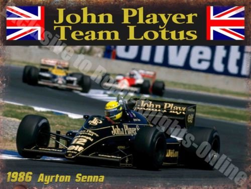 Classic Motor Racing, John Player Lotus, JPS Ayrton Senna, Large Metal/Tin Sign