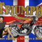 X75 Triple Motorcycle, Motorbike British Flag, Pin up Girl, Large Metal/Tin Sign