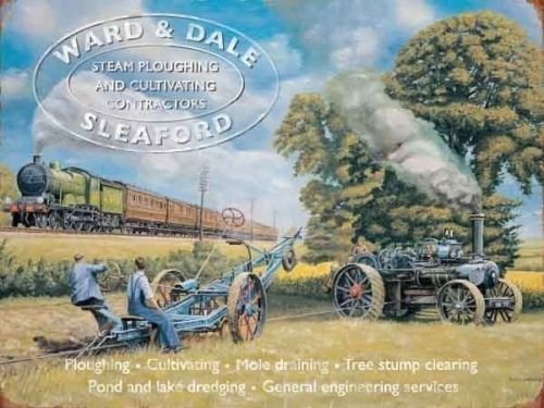 Ward & Dale, Steam Traction Engine Farm Ploughing Vintage, Small Metal/Tin Sign