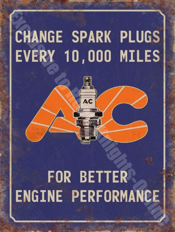 AC Spark Plugs Vintage 133 Engine Mechanic Old Advertising, Small Metal/Tin Sign