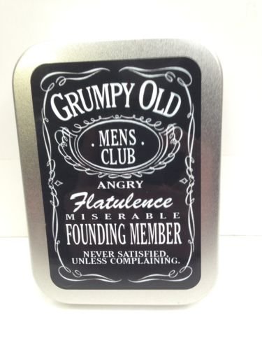 Grumpy Old Mens Club Funny Man Dad Cigarette Tobacco Storage 2oz Hinged Tin